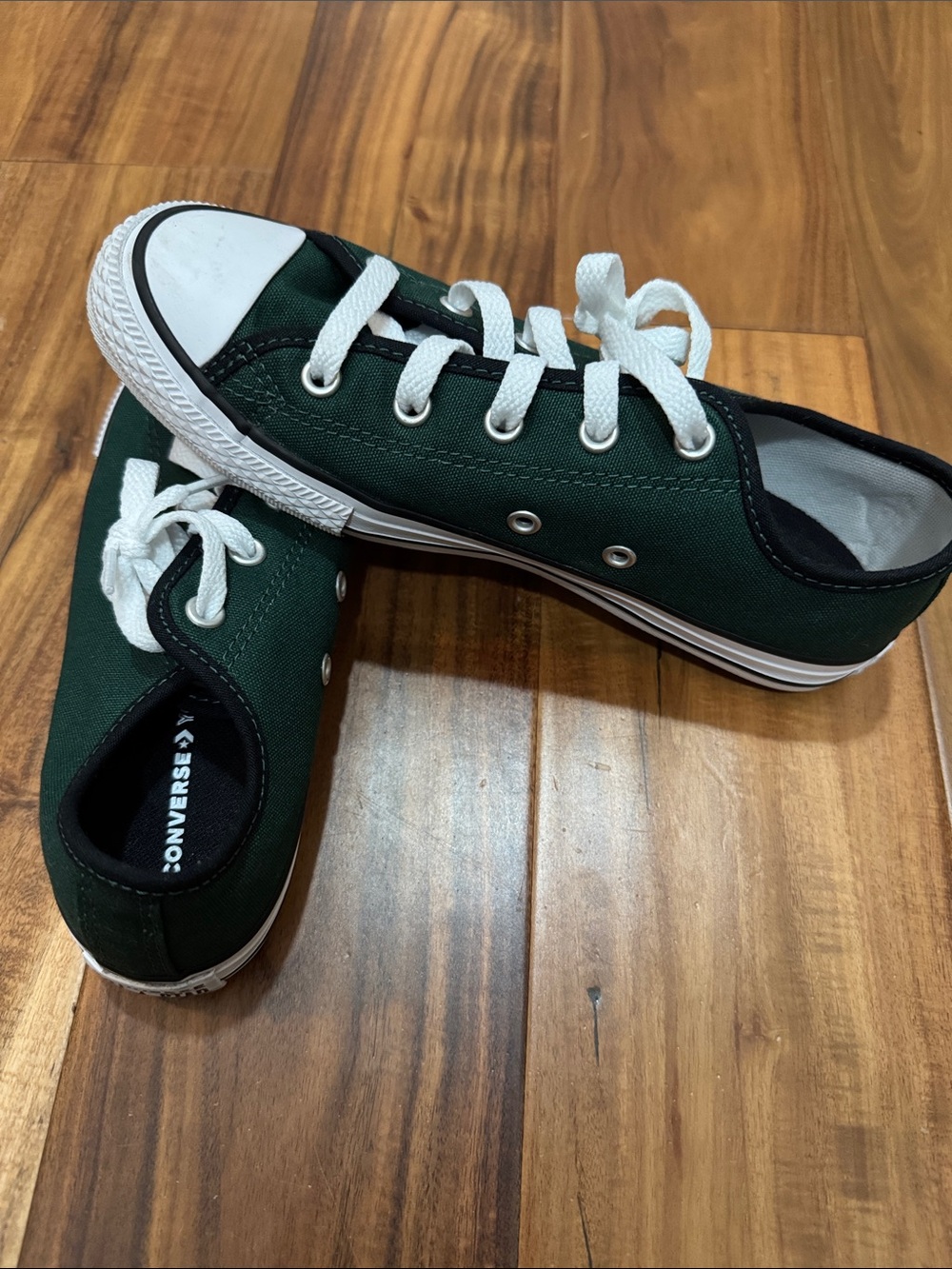 Converse Kids Low Top Canvas Sneakers - Green & White